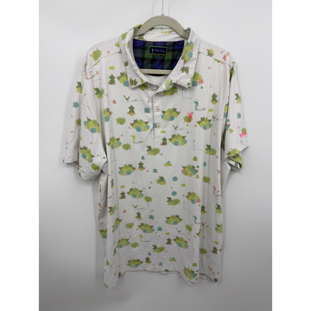 William Murray beep beep Desert Golf Polo Mens XL White Cactus Roadrunner